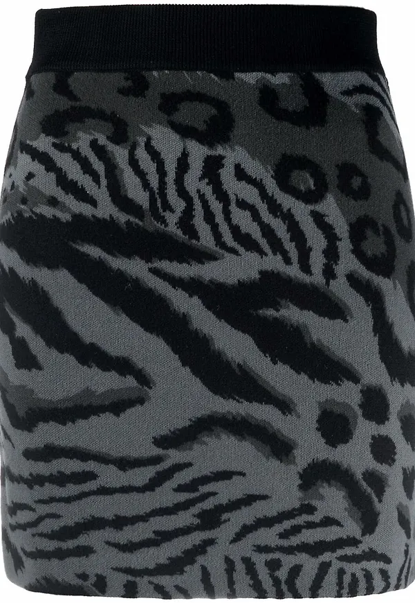 Kenzo tigermönstrad stickad kjol - Grå