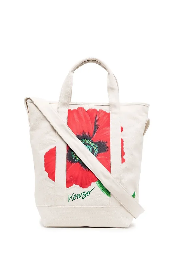 Kenzo totebag med vallmotryck - Vit