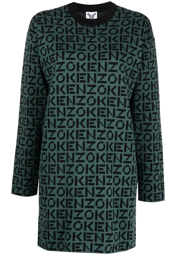 Kenzo tröjklänning med monogram - Grön