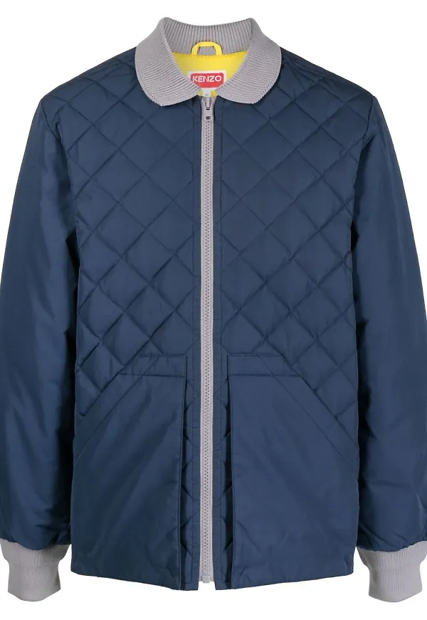 Kenzo tvåfärgad quiltad jacka - Blå