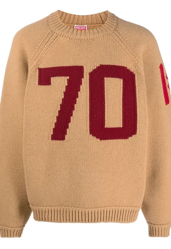 Kenzo Varsity tröja i merinoull - Brun