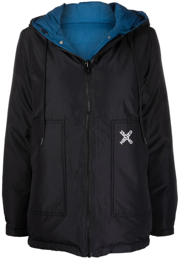 Kenzo vändbar dunparkas med huva - Svart