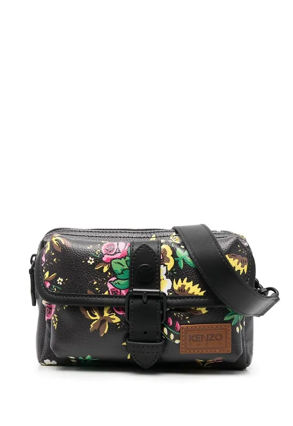 Kenzo väska med blommig axelremsväska - Svart