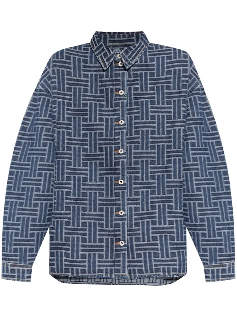 Kenzo Weave Loose Japanese jeansskjorta - Blå
