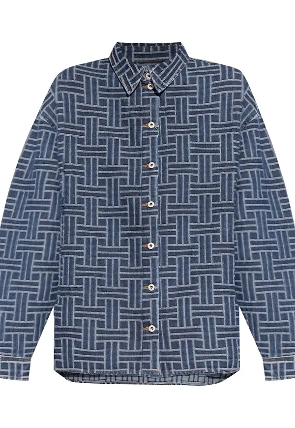 Kenzo Weave Loose Japanese jeansskjorta - Blå
