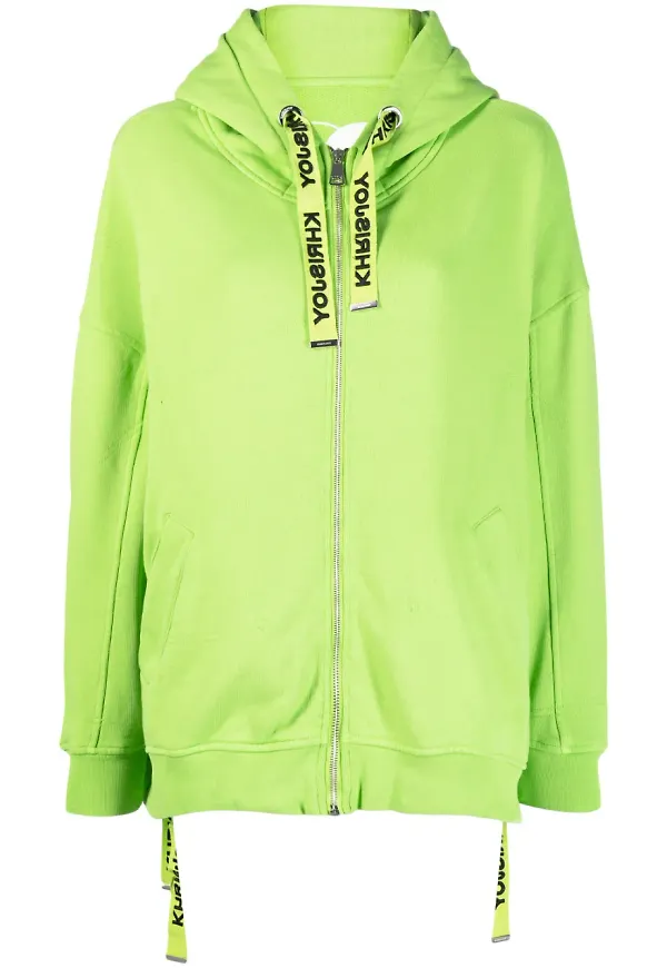 Khrisjoy hoodie i oversize-modell med dragkedja - Grön