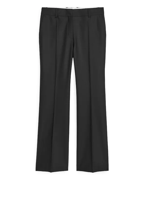 Kick-Flare Stretch Wool Trousers - Black