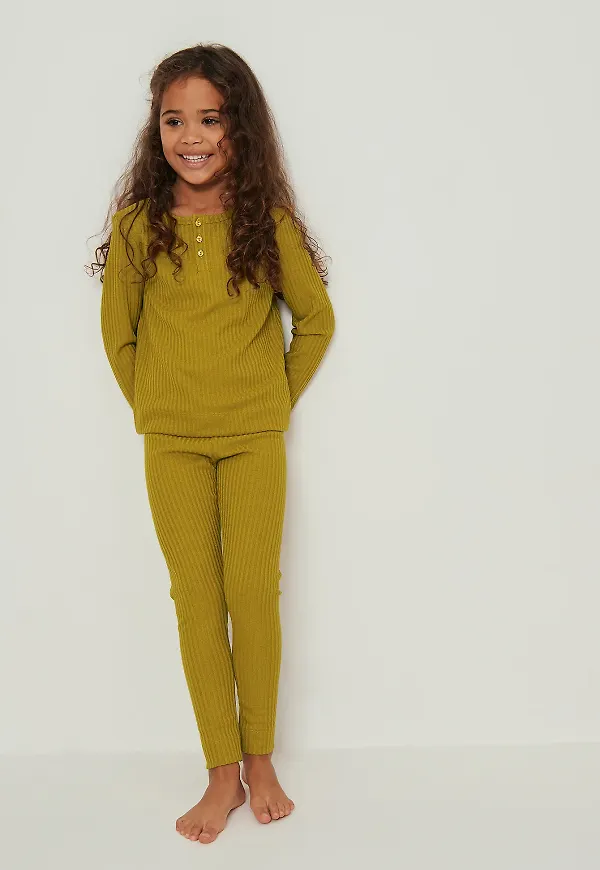 KIDS by NA-KD Ribbstickad Henleytopp - Green