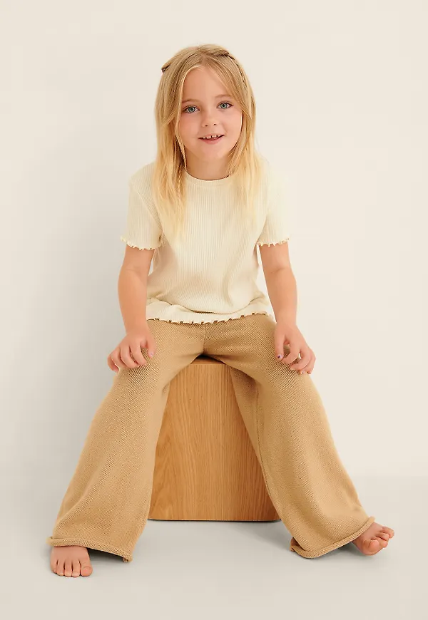 KIDS by NA-KD Stickade ekologiska byxor - Beige