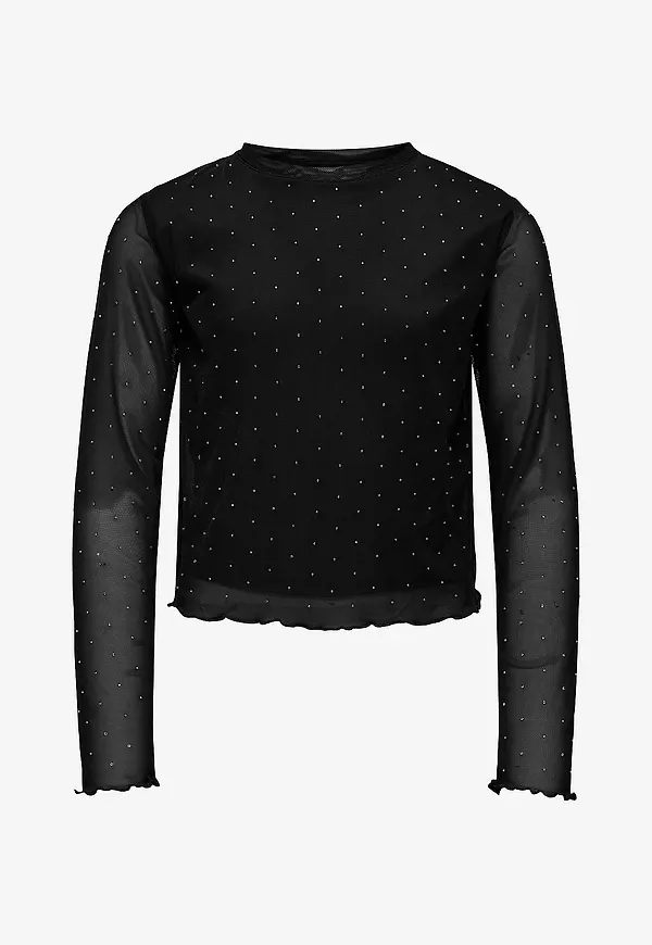 KIDS ONLY - Topp kogJada Rhinestone Mesh - Svart