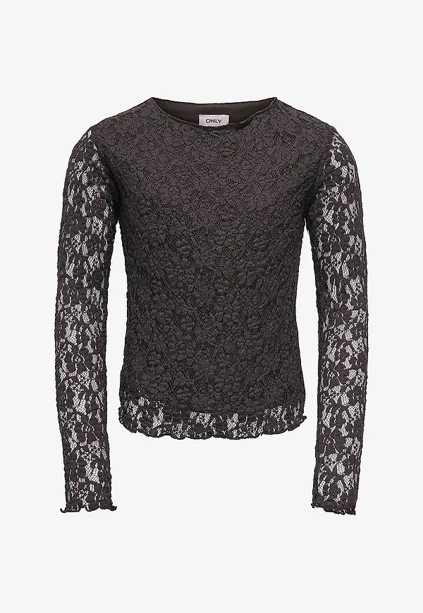 KIDS ONLY - Topp Kogleika Ls Lace Top Jrs - Svart