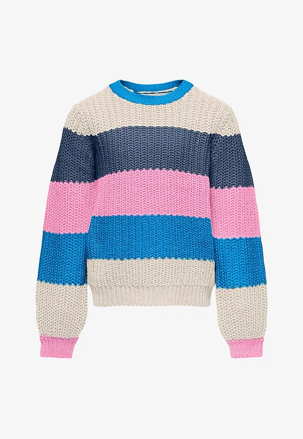 KIDS ONLY - Tröja kogNikka LS Stripe O-neck Knt - Flerfärgad