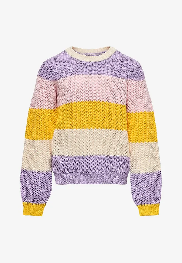 KIDS ONLY - Tröja kogNikka LS Stripe O-neck Knt - Flerfärgad