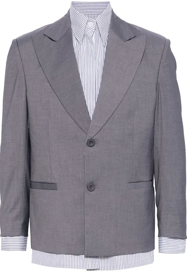 KidSuper enkelknäppt blazer med lagerdesign - Grå