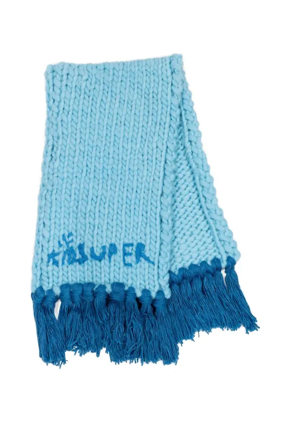 KidSuper stickad halsduk med fransar - Blå