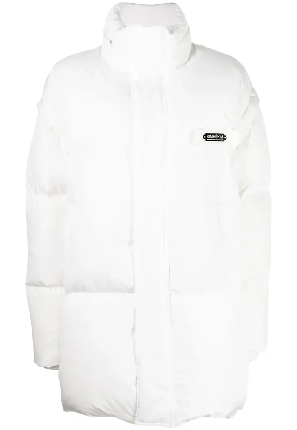 Kimhekim puffjacka med logotypplakett - Vit