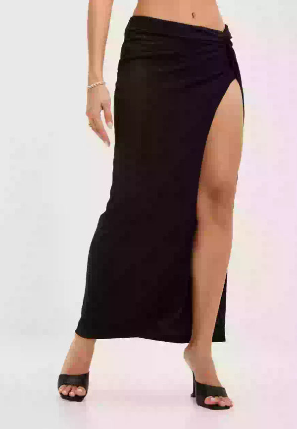 Kiss The Sky Rush Rush Sparkle Knit Knot Skirt Långa kjolar Black