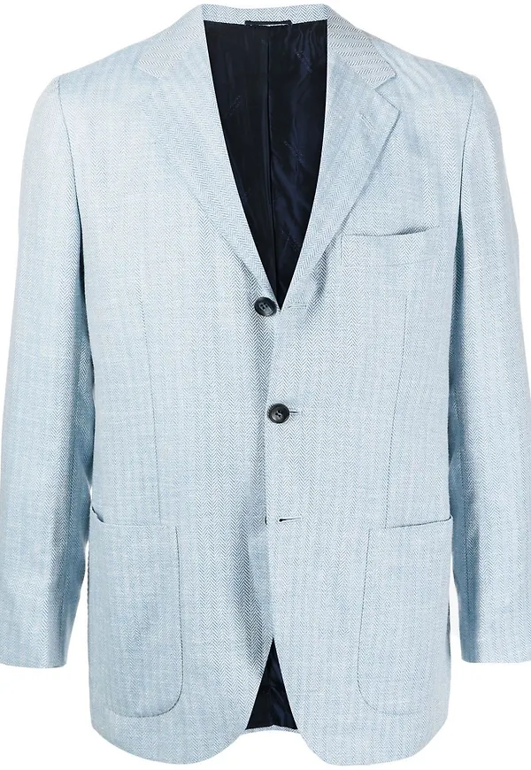 Kiton enkelknäppt blazer - Blå