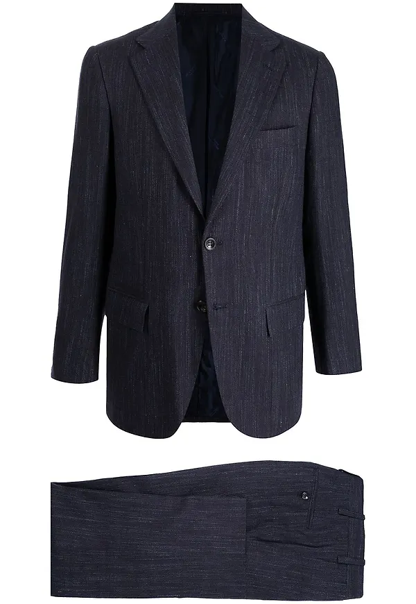 Kiton enkelknäppt finkostym - Blå