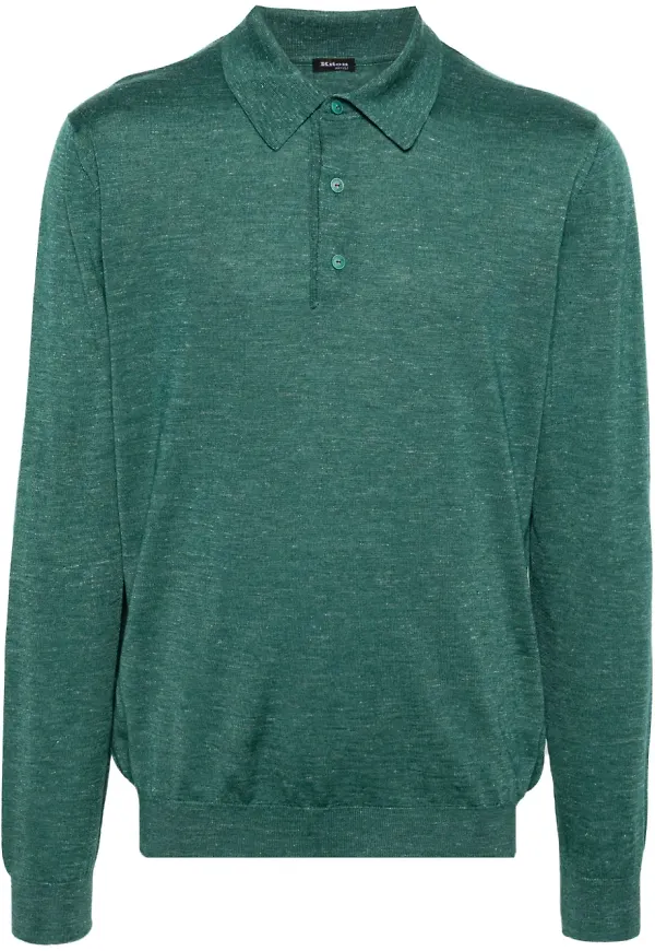 Kiton finstickad pikétröja - Grön