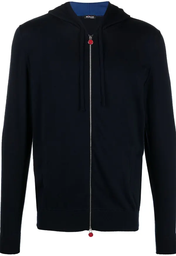 Kiton hoodie med dragkedja - Blå