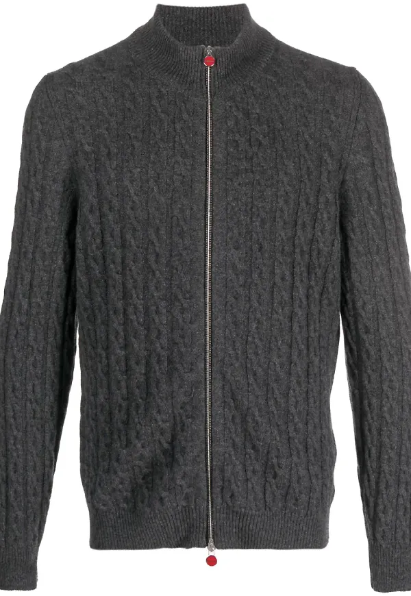 Kiton kabelstickad kashmirtröja - Grå