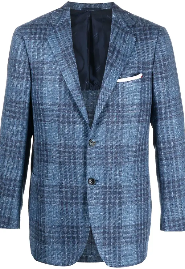 Kiton rutig blazer - Blå