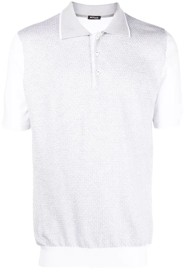 Kiton stickad pikétröja - Vit