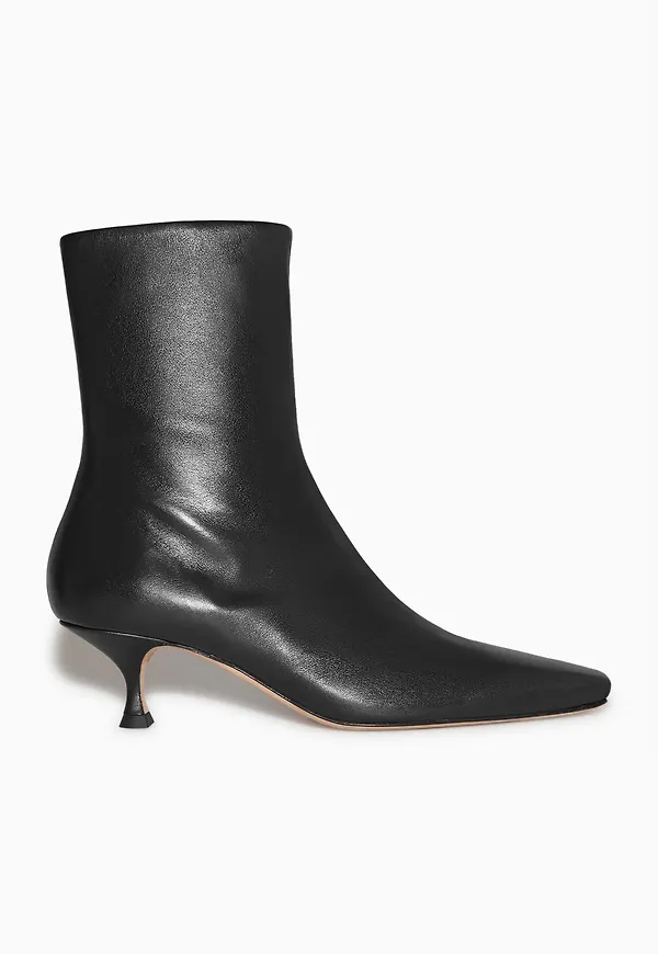 KITTEN-HEEL LEATHER SOCK BOOTS