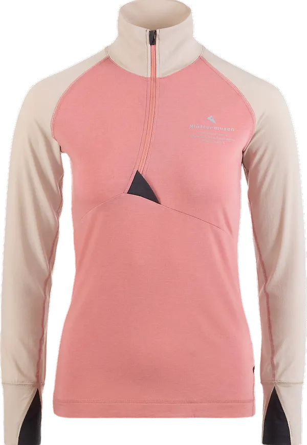 Klättermusen Women's Fafne Half Zip Sweater Cherry Wood/Fossil Tan