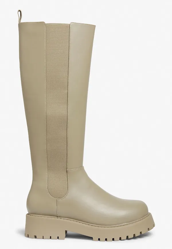 Knee-high chunky chelsea boots - Beige