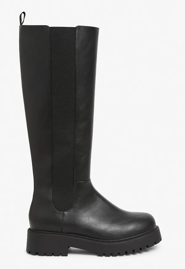 Knee-high chunky chelsea boots - Black