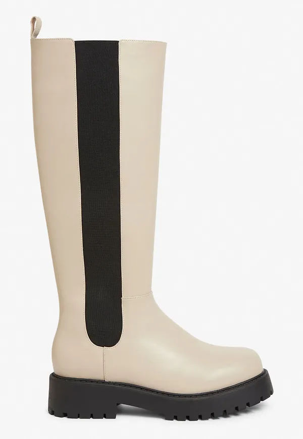 Knee-high chunky chelsea boots - Brown
