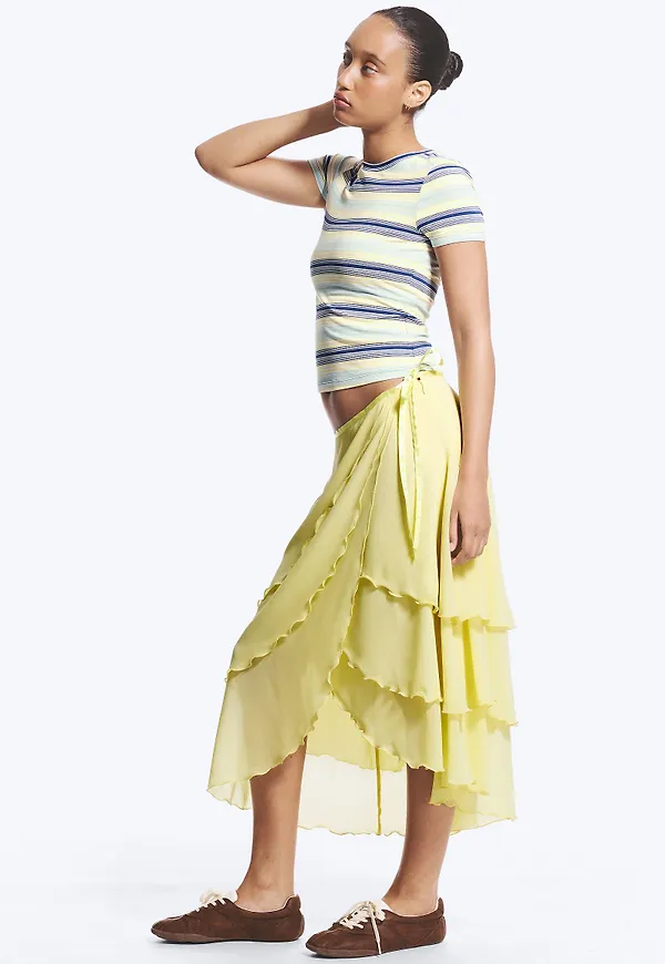 Knee-Length Wrap Skirt