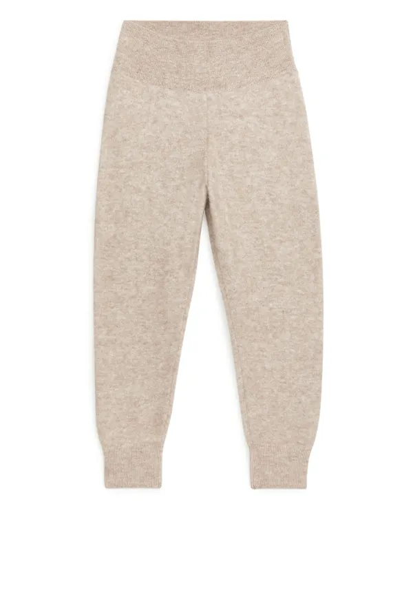 Knitted Alpaca Blend Trousers - Beige