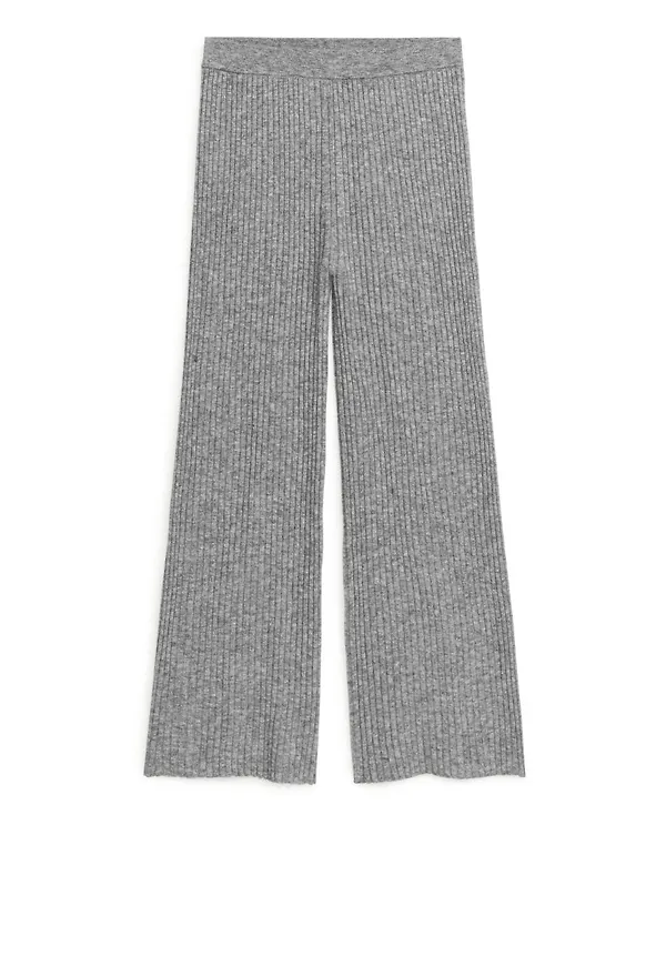 Knitted Alpaca Blend Trousers - Grey