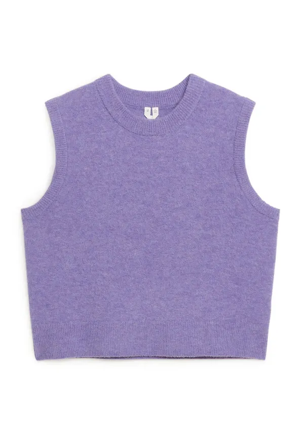 Knitted Alpaca Vest - Purple