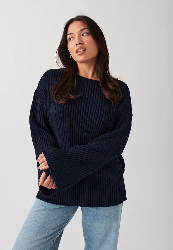 Knitted boatneck sweater