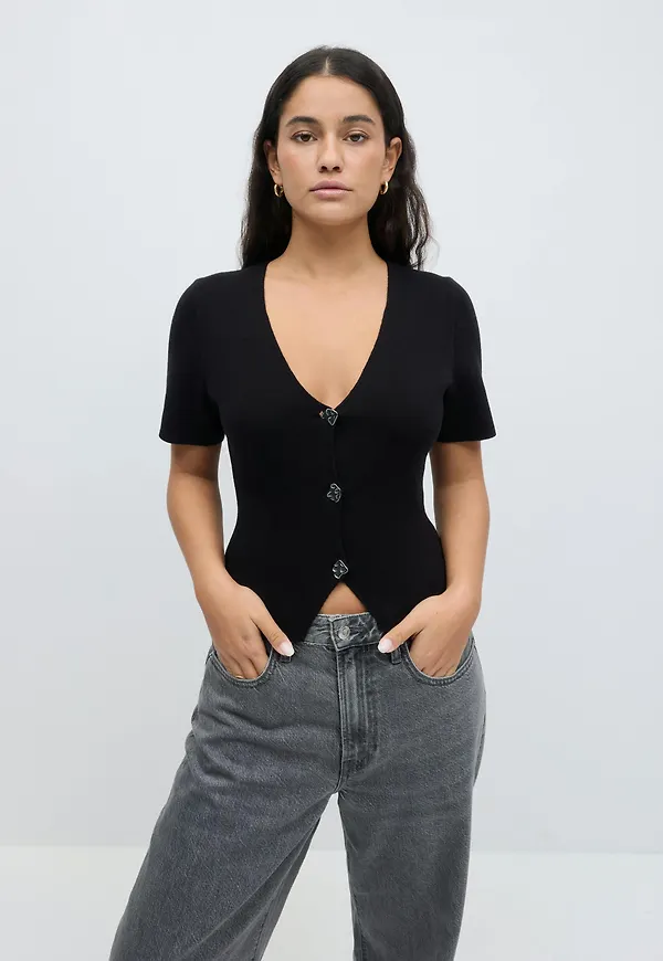 Knitted button top