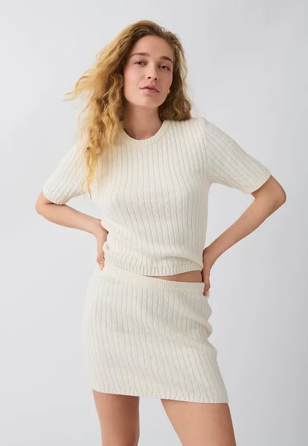 Knitted cable skirt