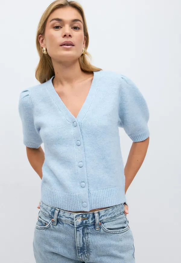 Gina Tricot - Knitted cardigan - koftor & cardigans - Blå - XS - Dam