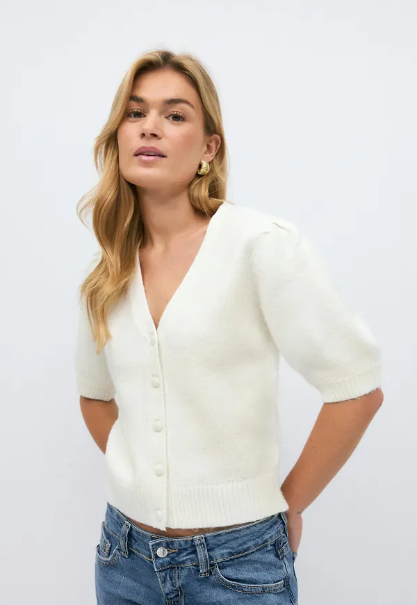 Gina Tricot - Knitted cardigan - koftor & cardigans - Vit - XS - Dam