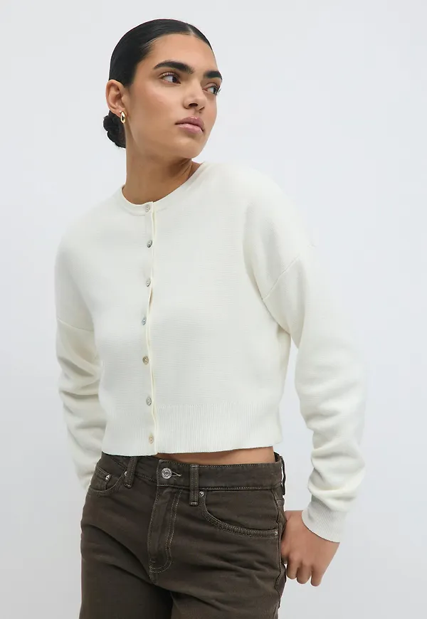 Gina Tricot - Knitted cardigan - koftor & cardigans - Vit - XS - Dam