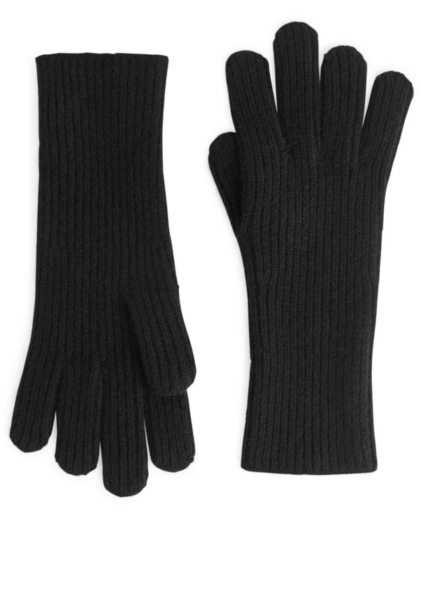 Knitted Cashmere Gloves - Black