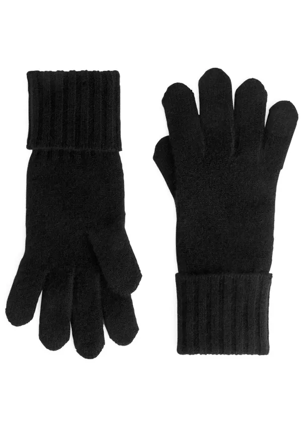Knitted Cashmere Gloves - Black