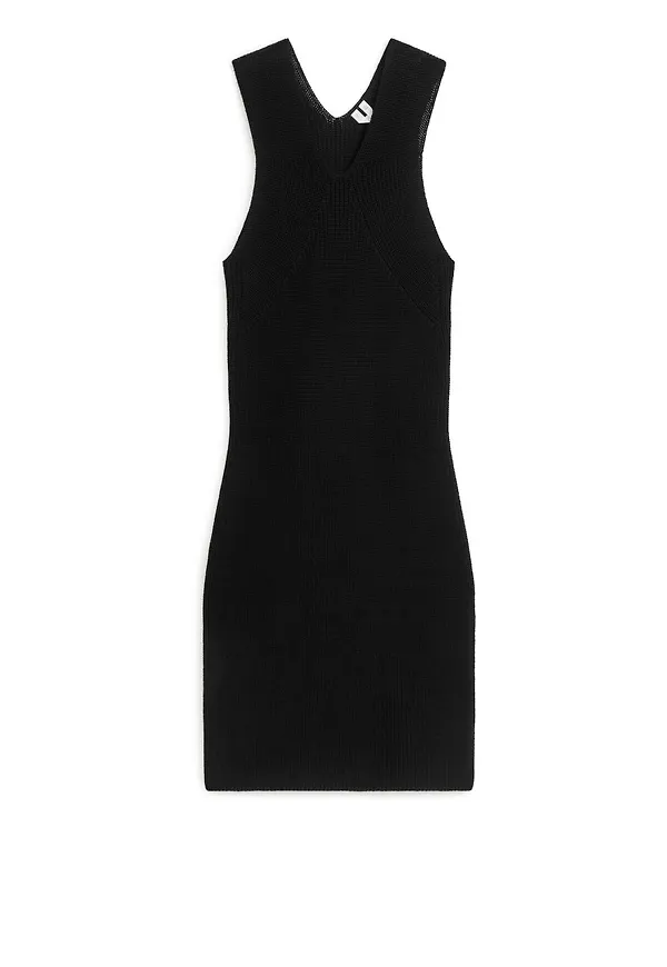 Knitted Cotton Dress - Black