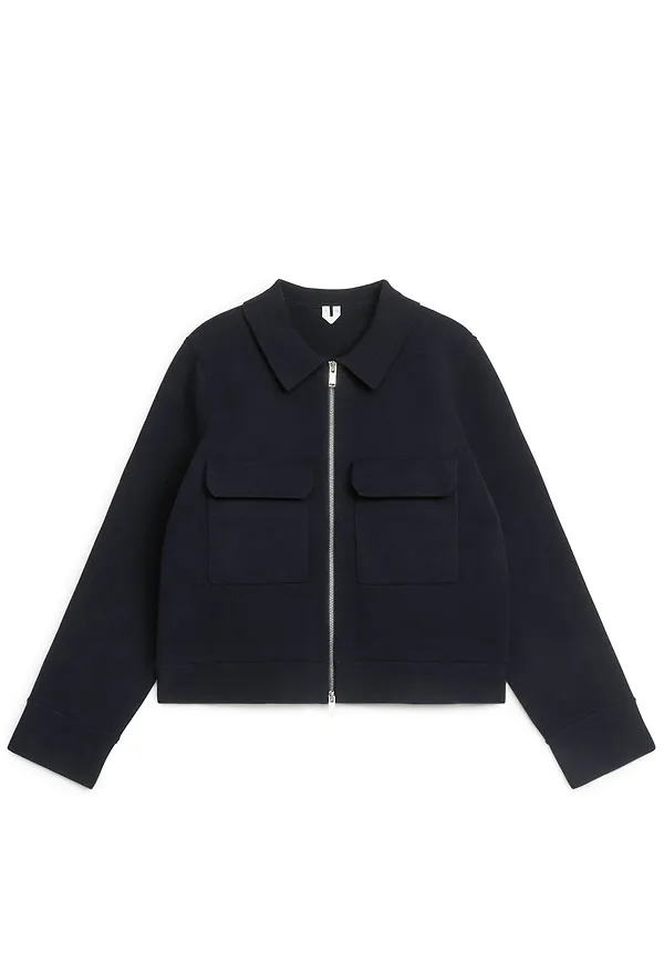 Knitted Cotton Jacket - Blue