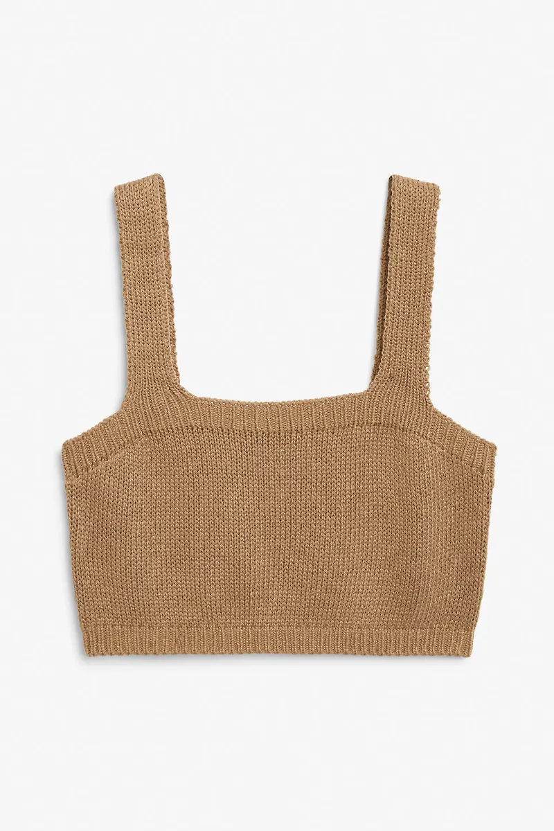 Knitted crop top - Beige