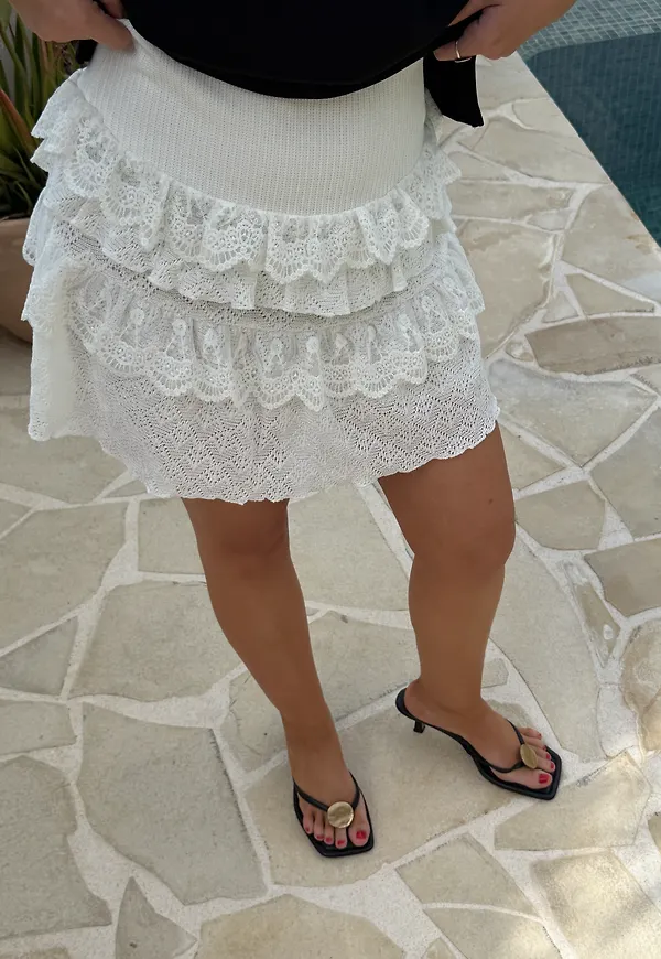Knitted Frill Mini Skirt