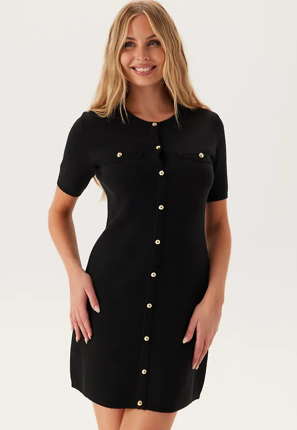 Knitted Gold Button Dress